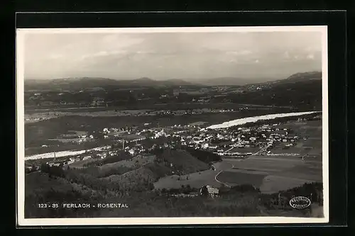 AK Ferlach /Rosental, Ortsansicht am Fluss