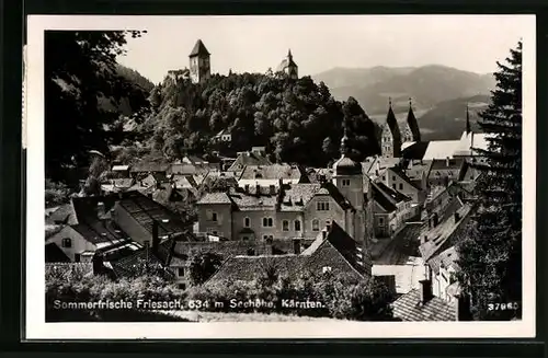 AK Friesach, Sommerfrische mit Blick auf Burg