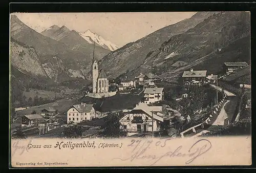 AK Heiligenblut /Kärnten, Schule und Kapelle im Ortsbild im Tal