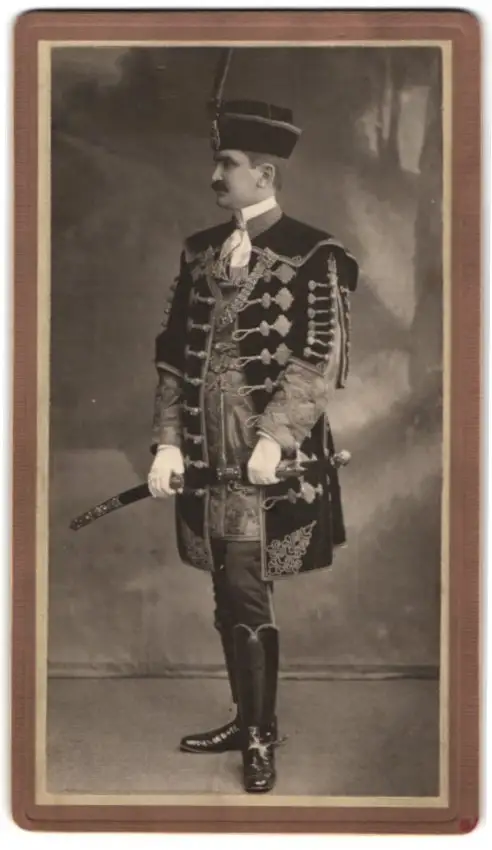 Fotografie unbekannter Fotograf und Ort, kaiserlich höficher Beamter in Galauniform mit Säbel 0