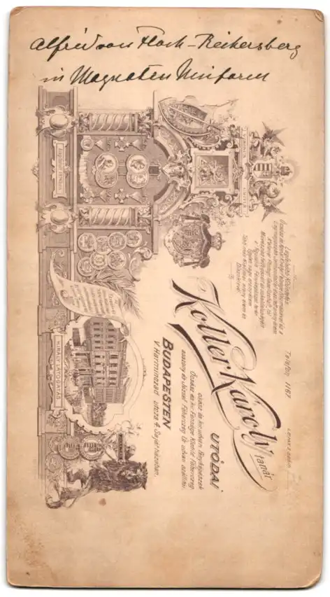 Fotografie Koller Karoly, Budapest, Portrait Alfred von Flock-Reichersberg in Magnaten Uniform, mit Auograph 1