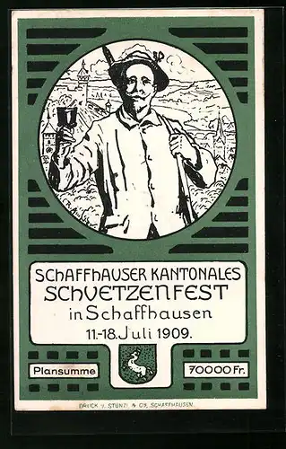 AK Schaffhausen, Kantonales Schützenfest 1909, Schütze mit Weinglas