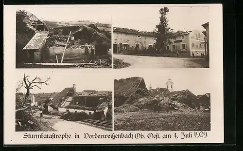 AK Vorderweissenbach, Sturmkatastrophe am 4. Juli 1929