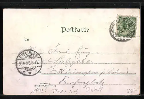 Vorläufer-Lithographie National-Denkmal auf dem Niederwald, 1895