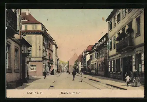 AK Lahr /B., Blick durch die Kaiserstrasse