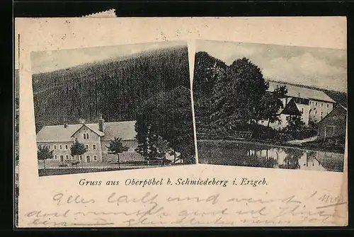 AK Oberpöbel /Schmiedeberg, Ansicht Gasthaus am See