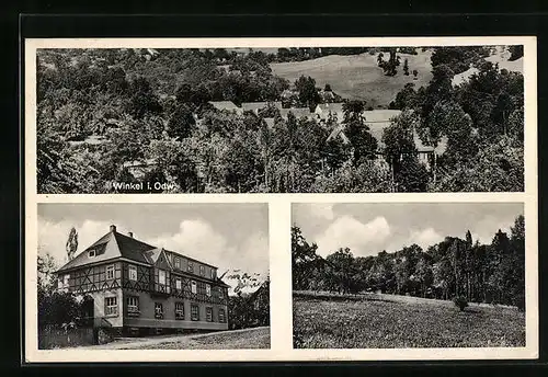 AK Winkel /Odw., Teilansicht mit Gasthaus Zum Wiesengrunde