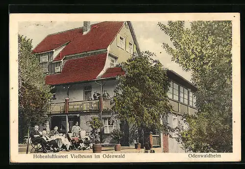 AK Vielbrunn /Odenwald, Pension Odenwaldheim mit Gästen