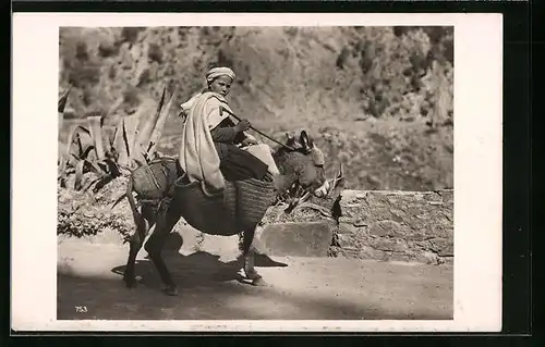 AK Arabischer Junge auf einem Esel