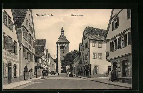 AK Marbach a. N., Blick in die Marktstrasse
