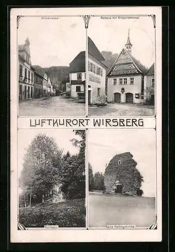 AK Wirsberg, Kurhaus, Rathaus und Ortsstrasse