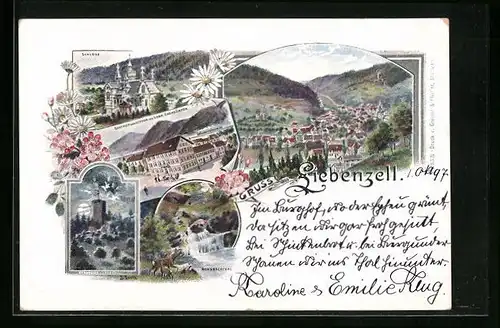 Künstler-AK Liebenzell, Gasthof zum Ochsen, Schloss