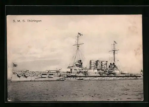 AK Kriegsschiff SMS Thüringen in der Gesamtansicht