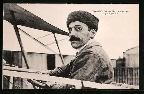 AK Ladougne, Portrait du célèbre aviatur