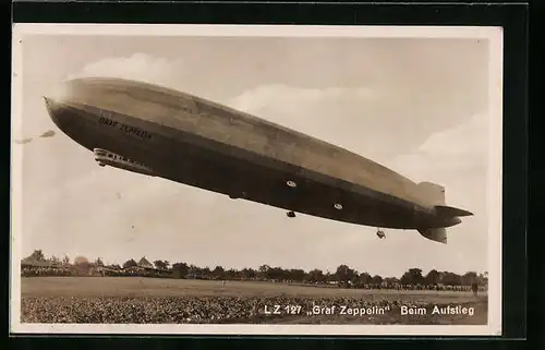 AK Luftschiff LZ127 Graf Zeppelin beim Auftstieg