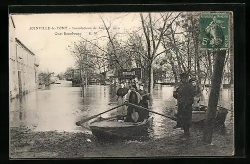 AK Joinville-le-Pont, Inondations 1910, Quai Beaubourg