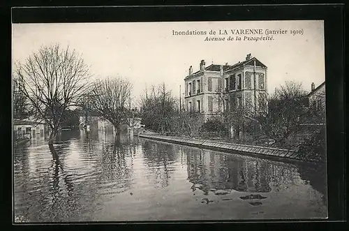 AK La Varenne, Inondations 1910, Avenue de la Prospérité