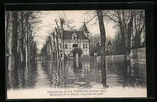 AK La Varenne, Inondations 1910, Boulevard de la Marne