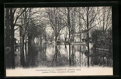 AK La Varenne, Inondations 1910, Avenue Félicie
