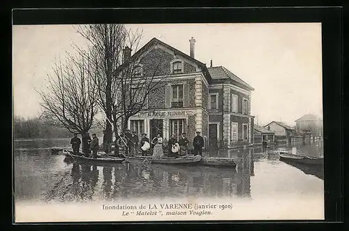 AK La Varenne, Inondations 1910, Le Matelot, maison Vosgien