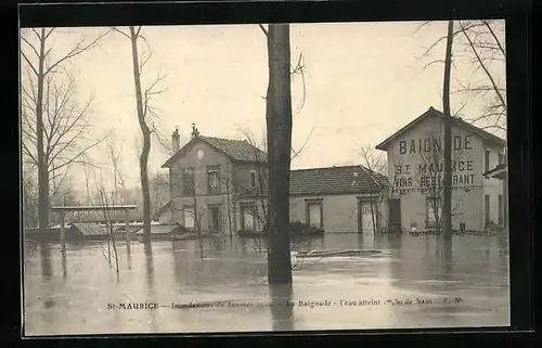 AK St-Maurice, Inondations 1910, La Baignade
