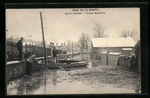 AK Saint-Maur, Inondations, L`Avenue Beaubourg
