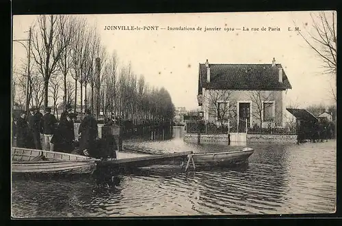 AK Joinville-le-Pont, Inondations 1910, La rue de Paris