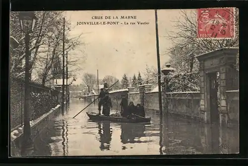 AK Joinville-le-Pont, Inondations, La rue Vautier