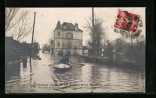 AK Joinville-le-Pont, Inondations 1910, Une Rue inondée