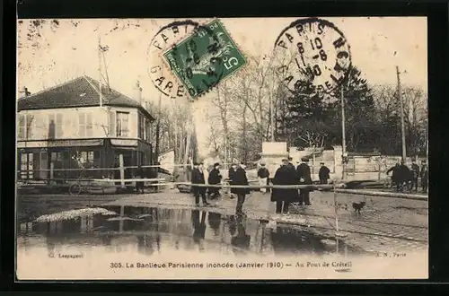 AK Créteil, Inondations 1910, Au Pont