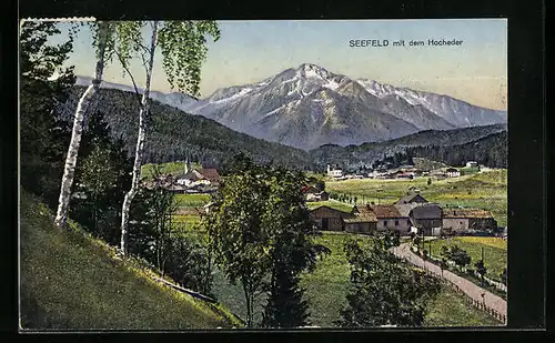 AK Seefeld, Ortsansicht mit Blick in die Berge