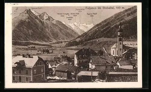 AK Fulpmes, Ortsansicht mit Blick ins Stubaital