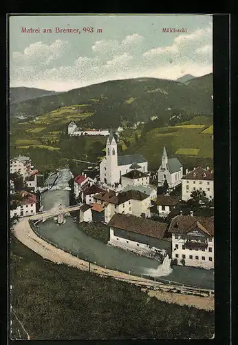 AK Matrei, Ortsansicht aus der Vogelschau am Mühlbachl