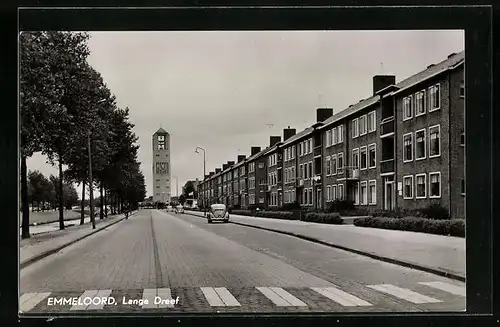 AK Emmeloord, Strasse mit Blick auf Glockenturm