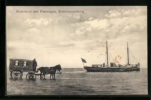 AK Schiermonnikoog, Motorboot met Postwagen