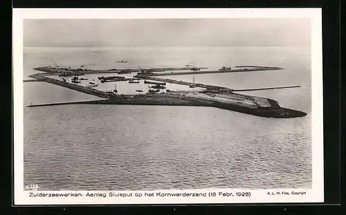 AK Kornwerderzand, Zuiderzeewerken - Aanleg Sluispunt 1928
