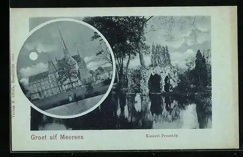 AK Meersen, Blick auf Kasteel Proostdy vom Wasser aus