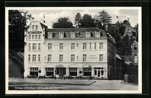 AK Valkenburg, Ansicht Hotel Voncken vor Burgruine