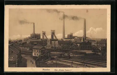 AK Heerlen, Eisenbahnschienen vor Mijn Oranje Nassau