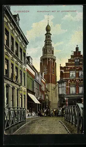 AK Vlissingen, Kerkstraat met St. Jacobstoren