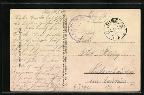 AK Diez /Lahn, Luftbild der Infanterie-Kaserne