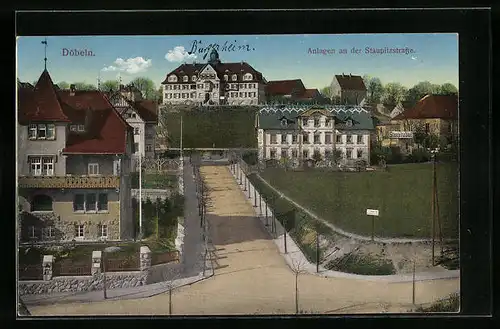 AK Döbeln, Strssenpartie mit Bürgerheim und Anlagen an der Staupitzstrasse