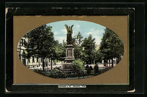 Präge-AK Offenbach, Denkmal auf dem Aliceplatz