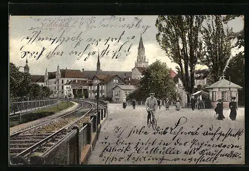 AK Konstanz, Ortspartie an Eisenbahnschienen