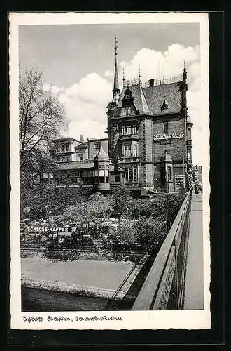 AK Saarbrücken, Blick auf Schloss-Kaffee