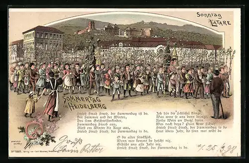 Lithographie Heidelberg, Lätare Umzug am Rosensonntag