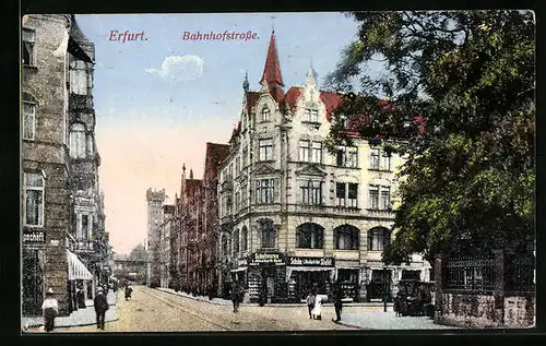 AK Erfurt, Blick durch die Bahnhofstrasse