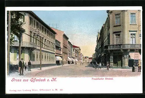 AK Offenbach /Main, Frankfurter Strasse mit Geschäften