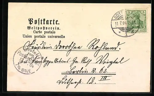 Lithographie Göttingen, Stadt-Theater, Rohns, Ortsansicht