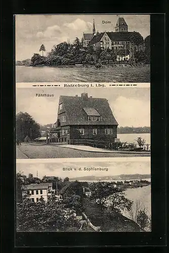 AK Ratzeburg i. Lbg., Dom, Fährhaus, Blick von der Sophienburg
